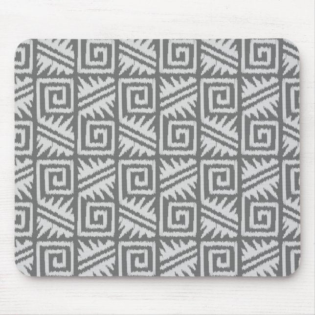 Ikat Aztec Pattern - Shades of Grey / Gray Mouse Pad (Front)