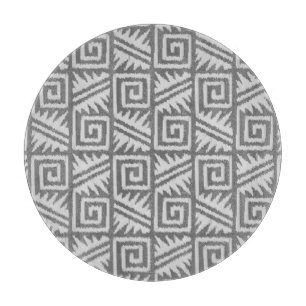 Ikat Aztec Pattern - Shades of Grey / Grey Cutting Board