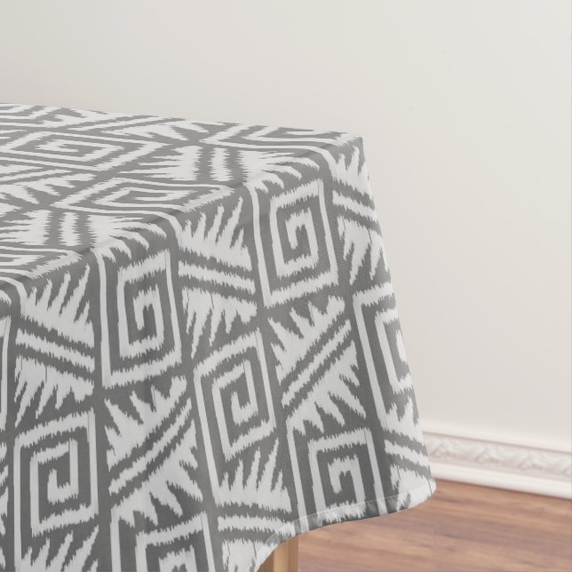 Ikat Aztec Pattern - Shades of Grey / Grey Tablecloth (In Situ)