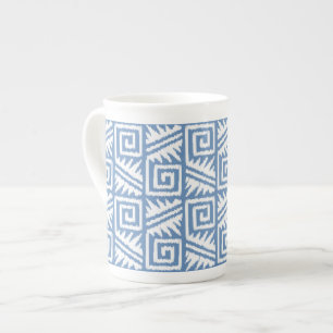 Ikat Aztec Pattern - Sky Blue and White Bone China Mug
