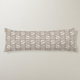 Ikat Aztec Pattern - Taupe Tan and Cream Body Cushion