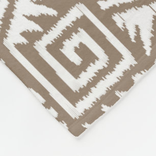 Ikat Aztec Pattern - Taupe Tan and Cream Fleece Blanket