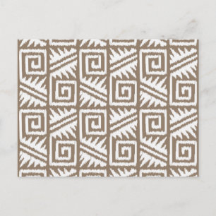 Ikat Aztec Pattern - Taupe Tan and Cream Postcard