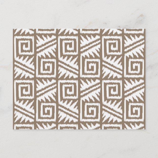 Ikat Aztec Pattern - Taupe Tan and Cream Postcard (Front)