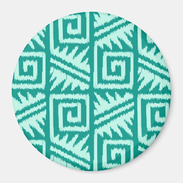 Ikat Aztec Pattern - Turquoise and Aqua Magnet (Front)