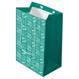 Ikat Aztec Pattern - Turquoise and Aqua Medium Gift Bag