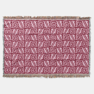 Ikat Aztec Tribal - Burgundy and Pink Throw Blanket