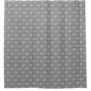 Ikat Aztec Tribal - Charcoal and Silver Grey Shower Curtain