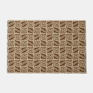 Ikat Aztec Tribal, Chocolate Brown and Tan Doormat