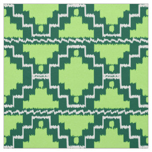 Ikat Aztec Tribal - Forest and Lime Green Fabric