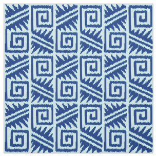 Ikat Aztec Tribal - Indigo and Light Blue Fabric