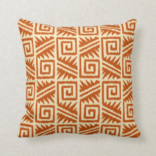 Ikat Aztec Tribal - Mandarin and Light Orange Cushion