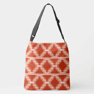 Ikat Aztec Tribal - Rust, Orange and white Crossbody Bag