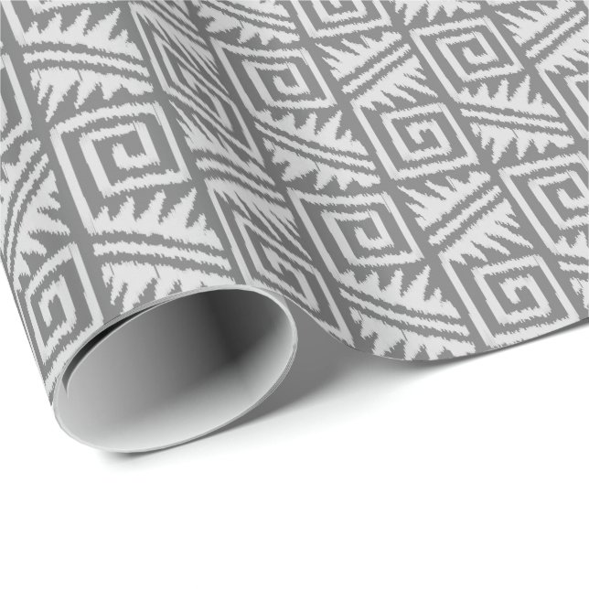 Ikat Aztec Tribal - Shades of Grey / Grey Wrapping Paper (Roll Corner)