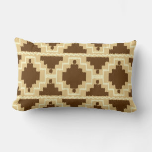 Ikat Aztec Tribal - Tan, brown and cream Lumbar Cushion