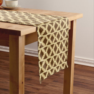 Ikat Aztec Tribal Tan, Brown and Cream Short Table Runner