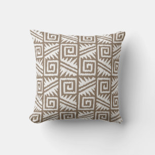 Ikat Aztec Tribal - Taupe Tan and Cream Cushion