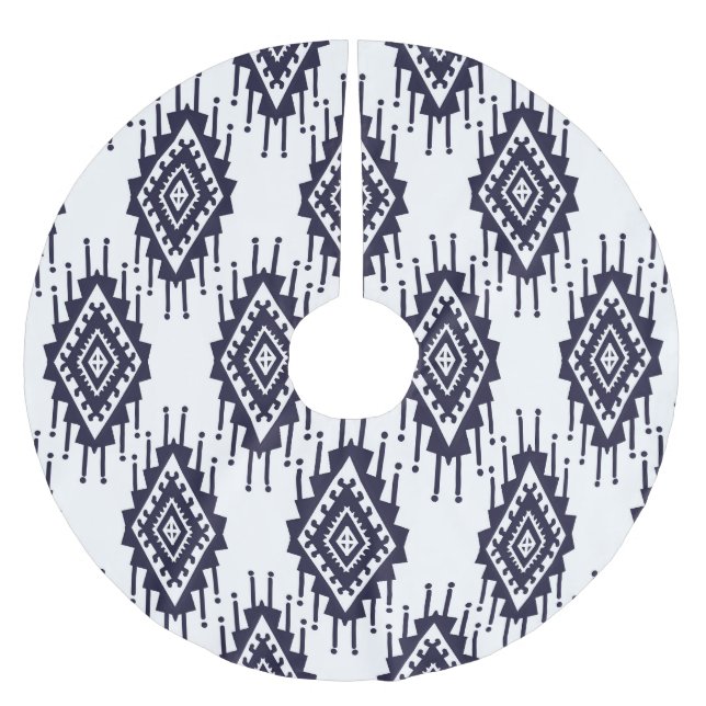 Ikat Boho Aztec Textile Motif Brushed Polyester Tree Skirt (Front)
