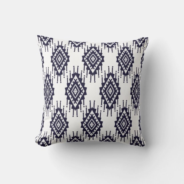 Ikat Boho Aztec Textile Motif Cushion (Front)
