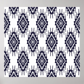 Ikat Boho Aztec Textile Motif Poster