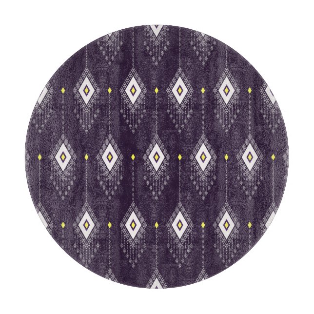 Ikat Chandelier Pattern: Vintage Textile Design Cutting Board (Front)