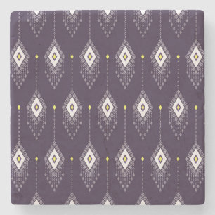 Ikat Chandelier Pattern: Vintage Textile Design Stone Coaster