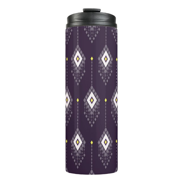 Ikat Chandelier Pattern: Vintage Textile Design Thermal Tumbler (Front)