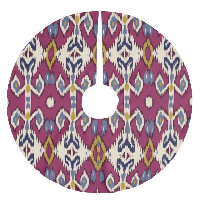 Ikat Chevron: Ethnic Elegance Brushed Polyester Tree Skirt (Front)