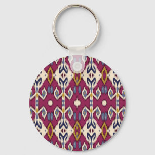 Ikat Chevron: Ethnic Elegance Key Ring