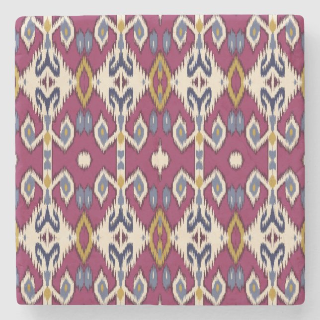 Ikat Chevron: Ethnic Elegance Stone Coaster (Front)