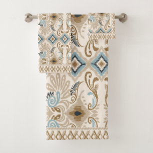 Ikat Chevron Paisley  Bath Towel Set