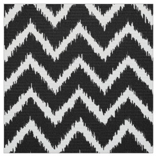 Ikat Chevron Pattern - Black and white Fabric
