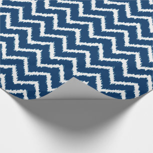 Ikat Chevron Pattern - Navy blue and white Wrapping Paper