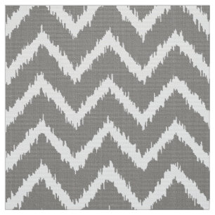 Ikat Chevron Pattern - Silver grey / grey & white Fabric