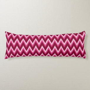 Ikat Chevron Stripes - Burqundy, Rose and Pink Body Cushion