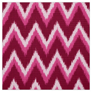 Ikat Chevron Stripes - Burqundy, Rose and Pink Fabric