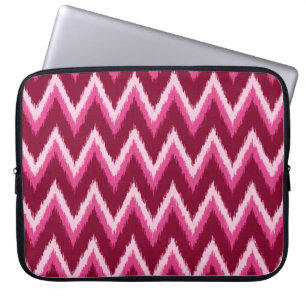 Ikat Chevron Stripes - Burqundy, Rose and Pink Laptop Sleeve