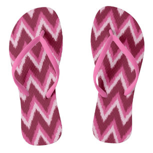 Ikat Chevron Stripes - Burqundy, Rose and Pink Thongs