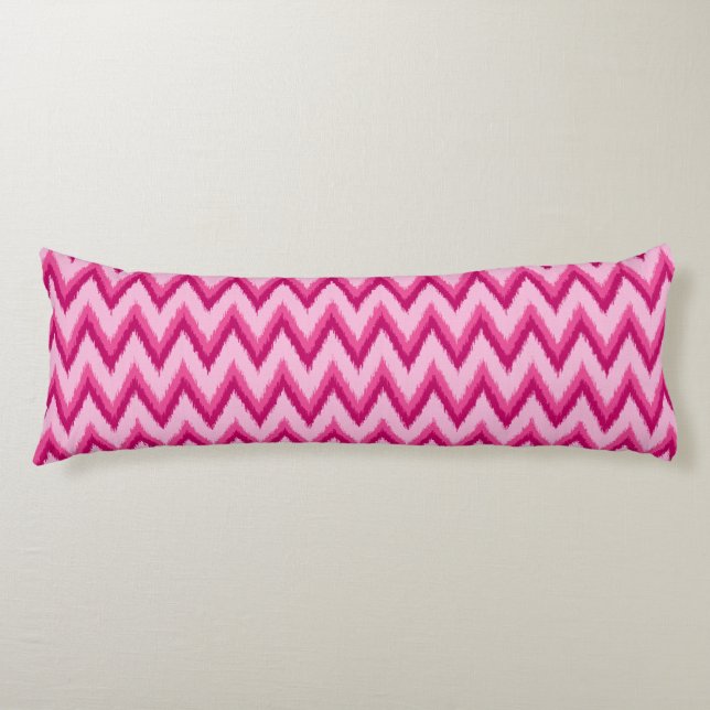 Ikat Chevron Stripes - Fuchsia and Pale Pink Body Cushion (Front)