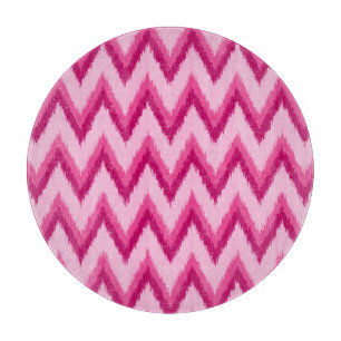 Ikat Chevron Stripes - Fuchsia and Pale Pink Cutting Board