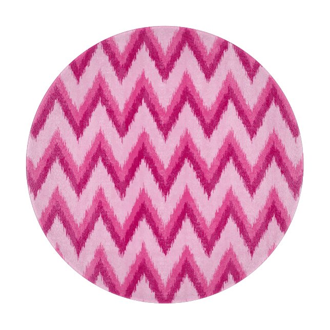 Ikat Chevron Stripes - Fuchsia and Pale Pink Cutting Board (Front)