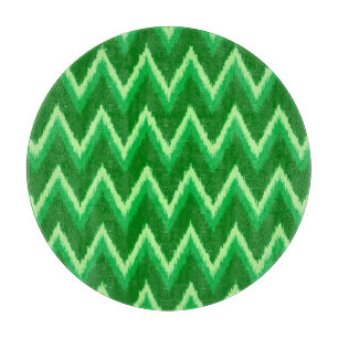 Ikat Chevron Stripes - Pine and Lime Green Cutting Board