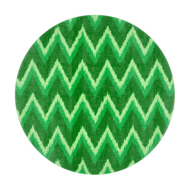 Ikat Chevron Stripes - Pine and Lime Green Cutting Board (Front)
