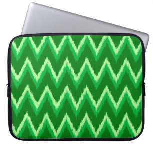 Ikat Chevron Stripes - Pine and Lime Green Laptop Sleeve