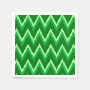 Ikat Chevron Stripes - Pine and Lime Green Napkin