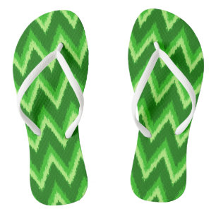 Ikat Chevron Stripes - Pine and Lime Green Thongs