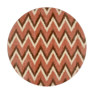 Ikat Chevron Stripes - Rust, Brown and Beige Cutting Board