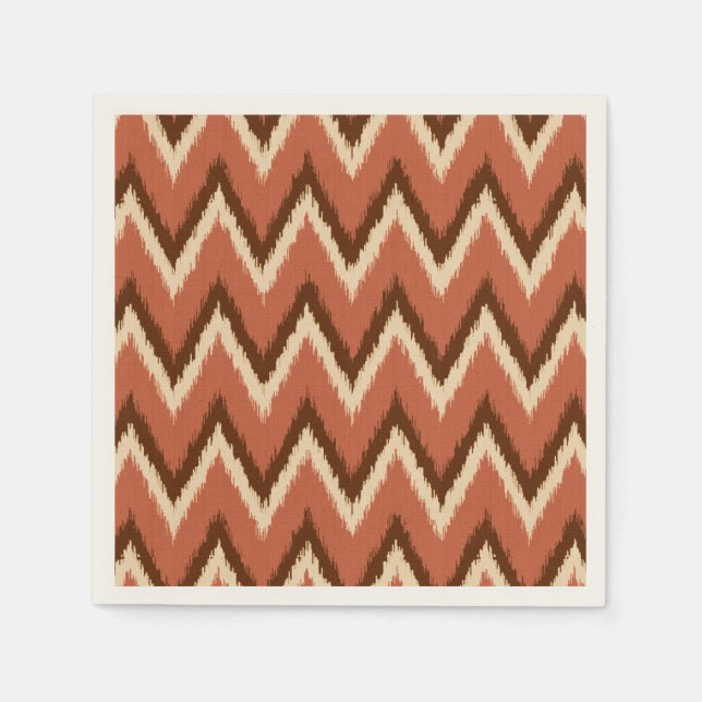 Ikat Chevron Stripes - Rust, Brown and Beige Napkin (Front)