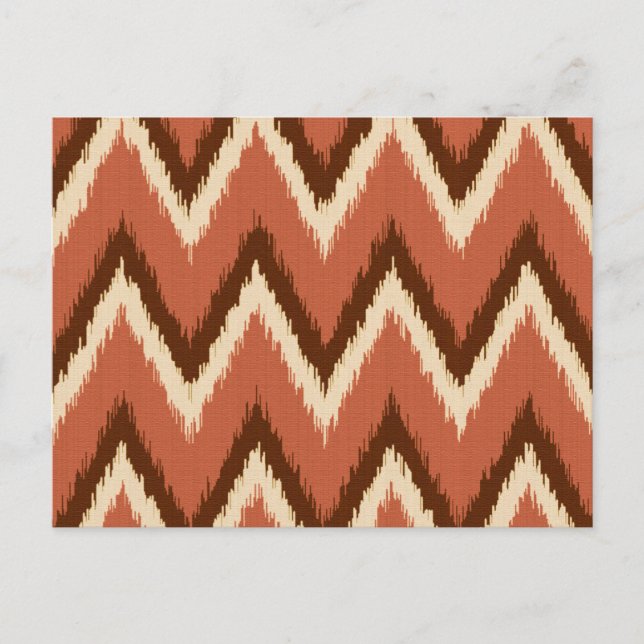 Ikat Chevron Stripes - Rust, Brown and Beige Postcard (Front)