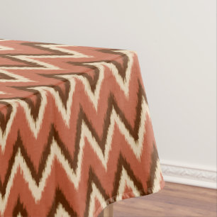 Ikat Chevron Stripes - Rust, Brown and Beige Tablecloth